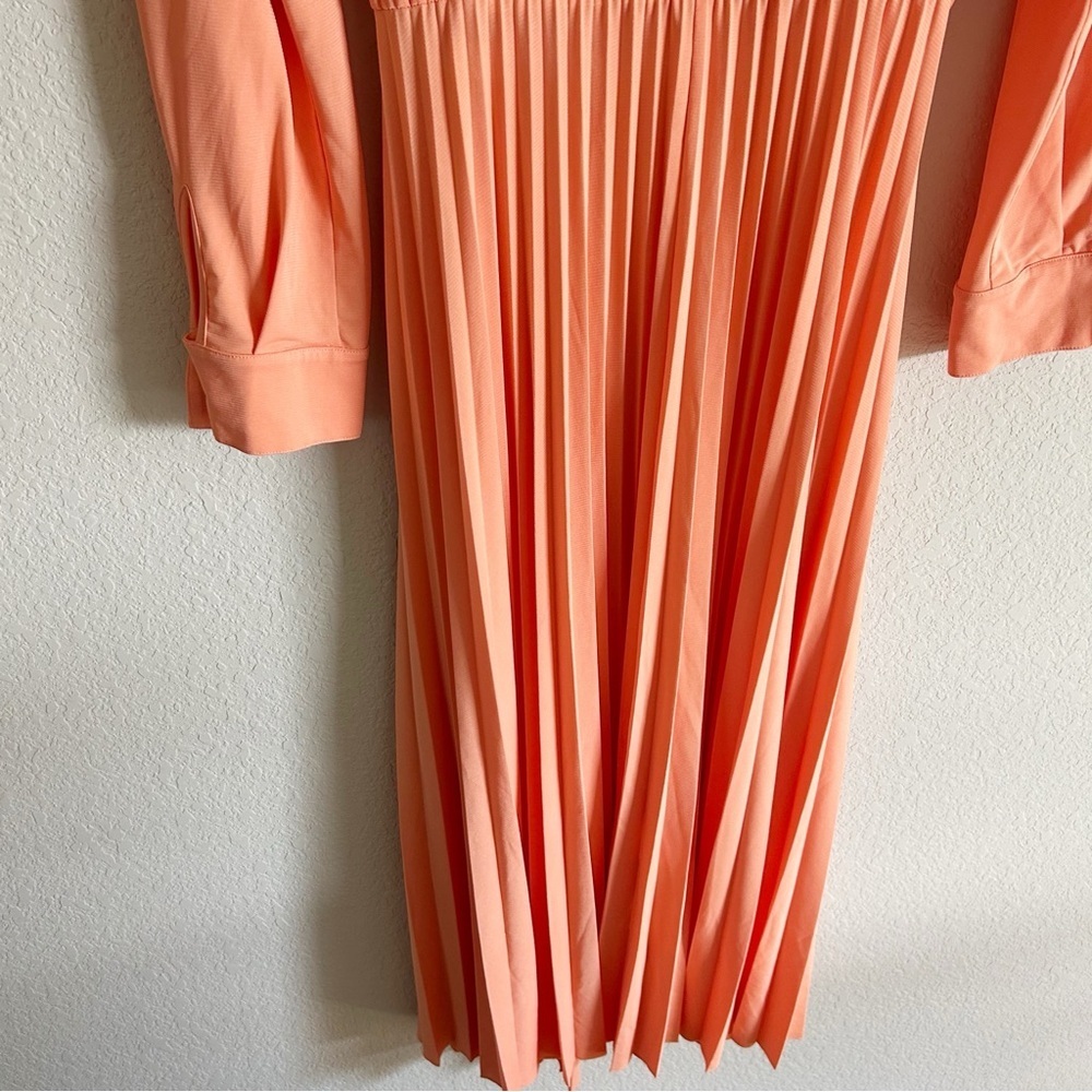 Marella Evelin Crossover Pleated Midi Dress Peach - Picture 13 of 14